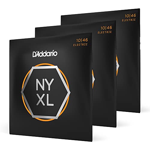 D'Addario Guitar Strings   Nyxl Electric Guitar Strings   Nyxl1046 3P   Unrivaled Strength, Tuning Stability, Enhanced Mid Range   For 6 String Guitars   Made In The Usa   10 46 Regular Light, 3 Pack